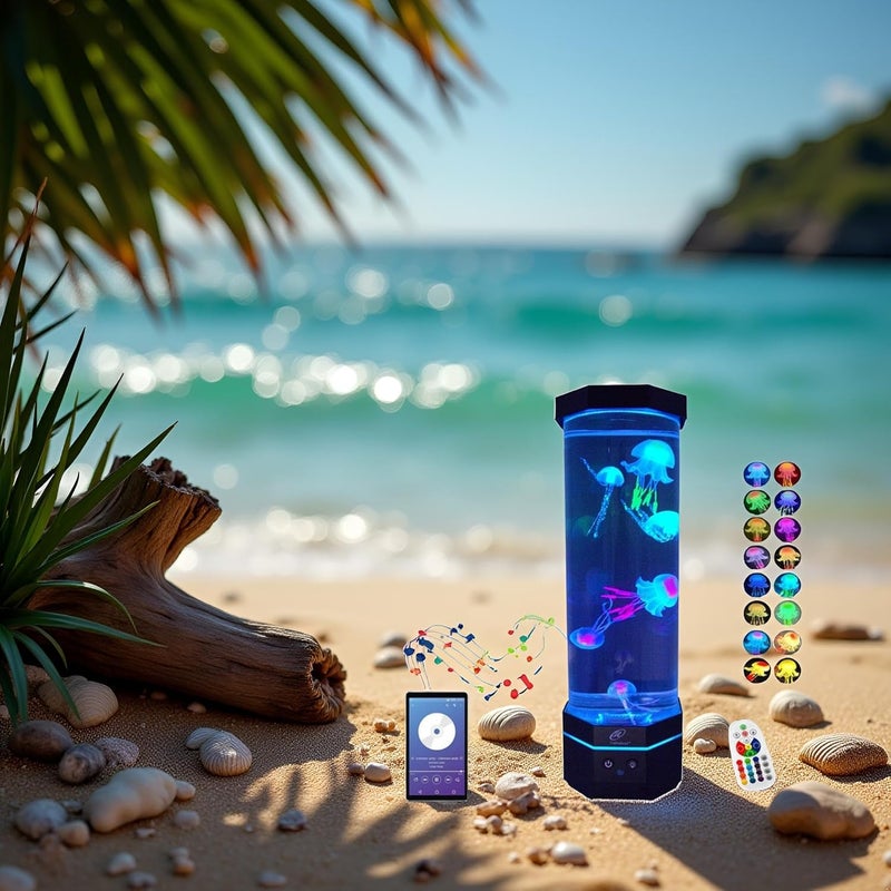 Lightahead مصباح أكواريوم قناديل جليدية حسية LED مع مكبر صوت بلوتوث وتأثيرات ضوئية متغيرة الألوان. رائع ويقف بارتفاع 12 بوصة! - Image 2
